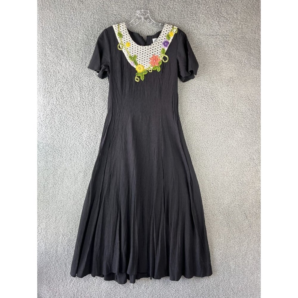 Vintage Shell Kepler Day Dress Womens Extra Small XS Black Fit & Flare